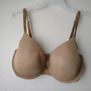 Victoria's Secret Uplift Semi Demi Tan Coverage Bra Sz 36DDD Embroidered Logo